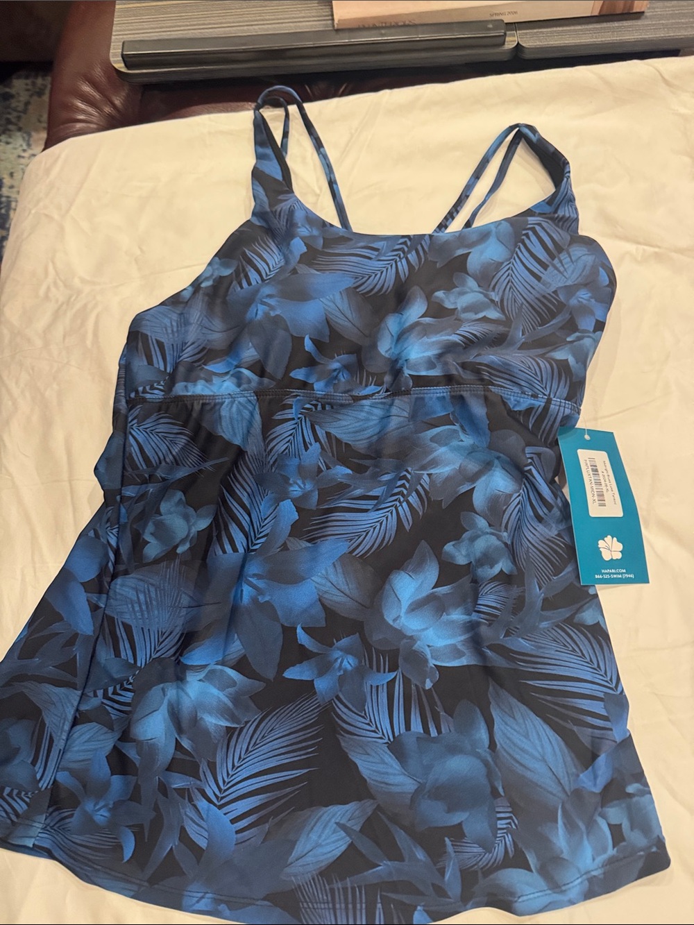Hapari Blue Tropical Floral Tankini Top